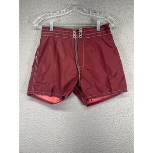 Birdwell Beach Britches Board Shorts Mens 29 Maroon Nylon Swim USA Surf